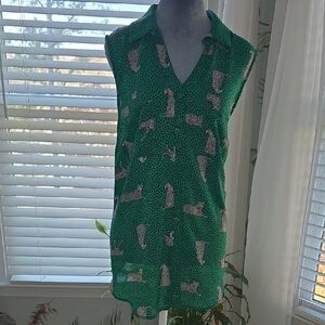 Torrid Green Top with Black Pattern